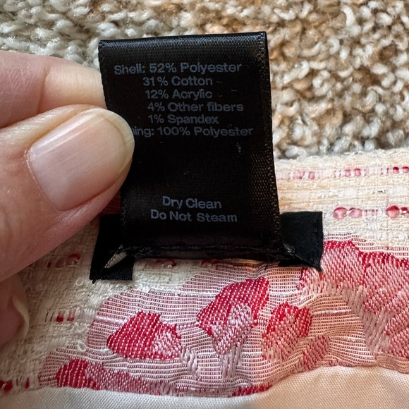 Ann Taylor Cream and Pink Floral Midi Pencil Skirt Size 12 - Picture 5 of 6